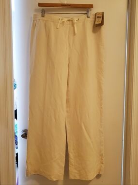 Coldwater Creek Ivory Silk/linen Wide Leg Pants NWT